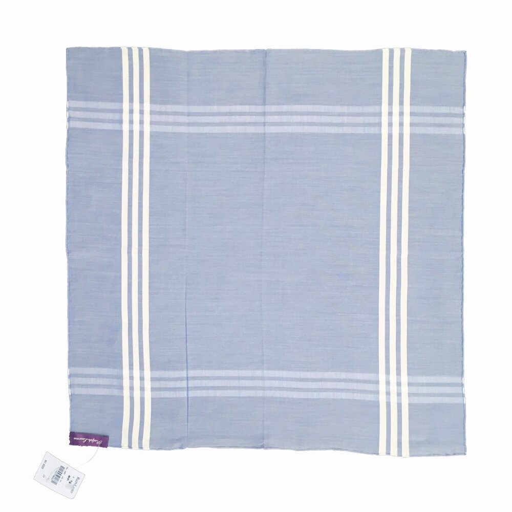 NEW Ralph Lauren Purple Label Linen Pocket Square! Light Blue With White Stripes